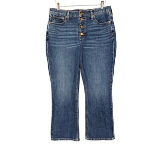 J Crew Jeans Womens 31 Blue Mid-Rise Flare Crop Button Fly High‎ Rise Stretch